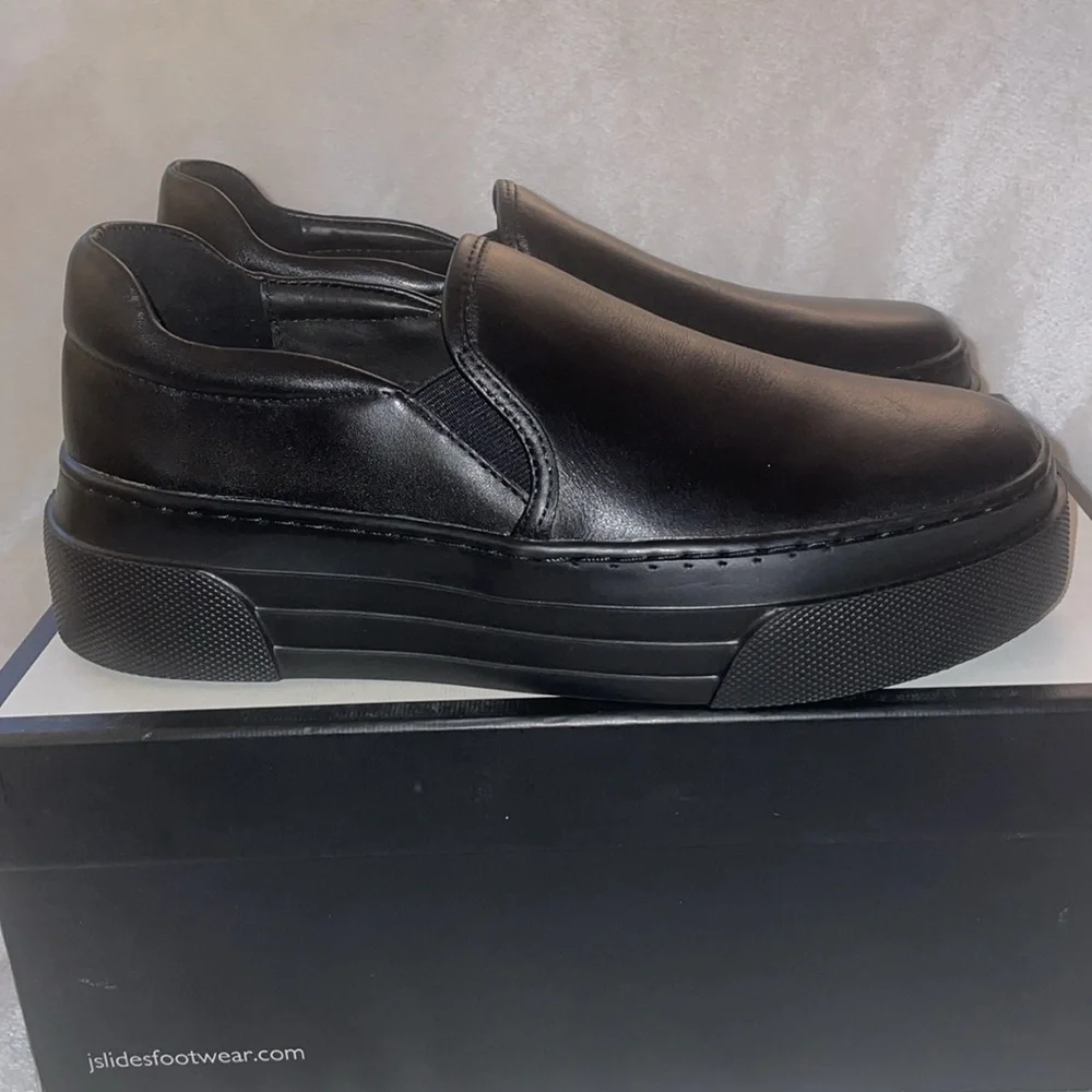 NWT J/SLIDES AILEEN Leather Slip-on Sneaker in Black/Black - Picture 5 of 10